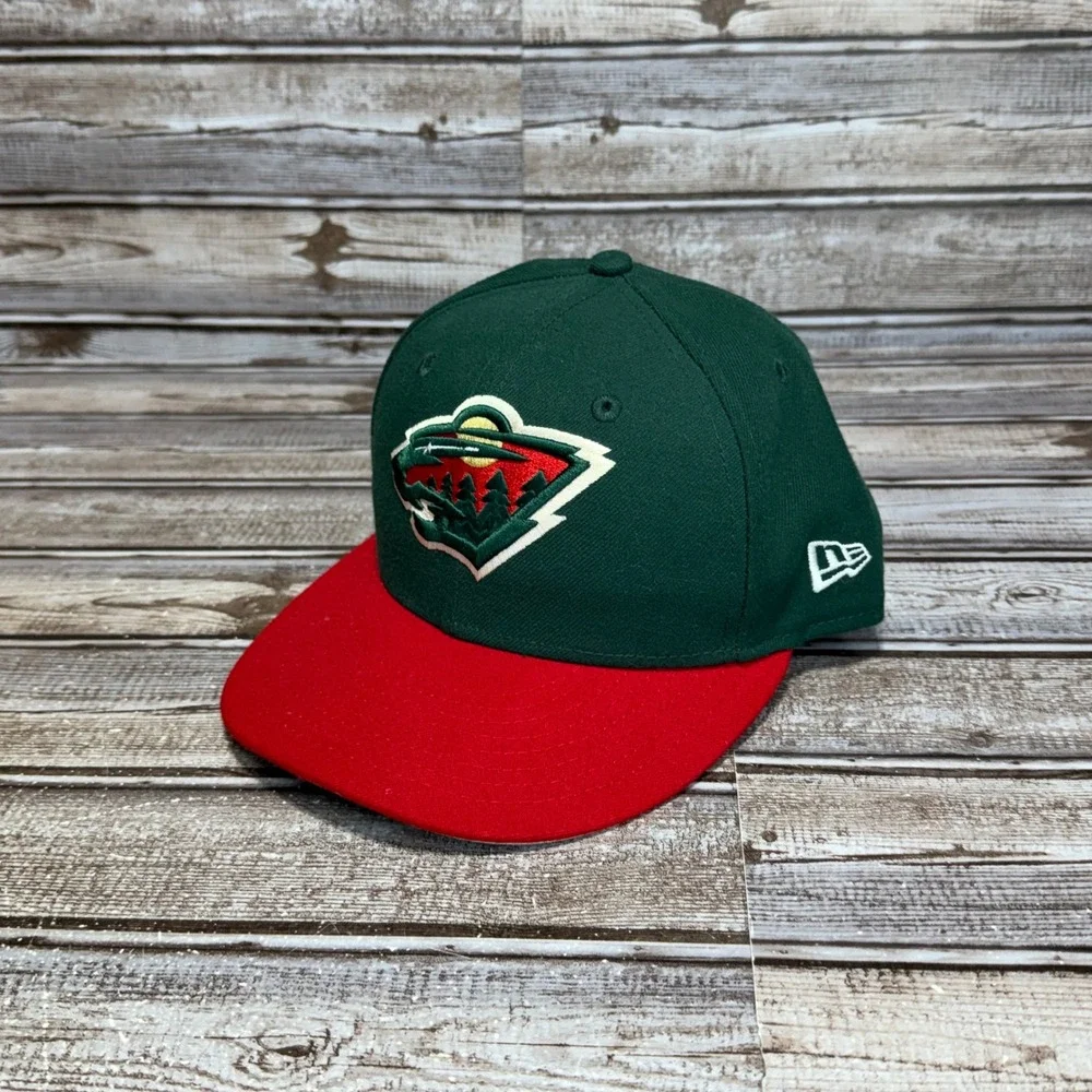 New Era Fitted‎ Hat Mens 7 1/4 Green Minnesota Wild NHL 59FIFTY Flat Brim Cap